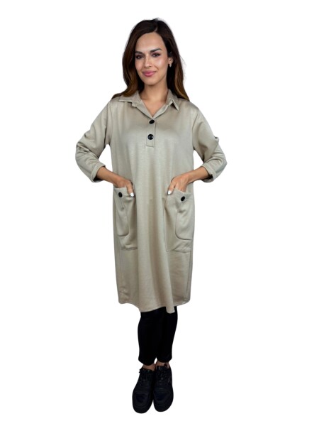 HOSH Mikinové šaty Mirela Velikost: UNI, Barva: Béžová