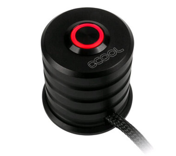 Alphacool Powerbutton s tlačítkem 19 mm s červeným osvětlením - Deep Black 17434