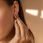 Náušnice s bílou perlou Madeleine - chirurgická ocel, Stříbrná Bílá