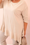 Dámská blůza Plus Size s bavlnou, kapsou a ohrnutým rukávem kiwi UNI