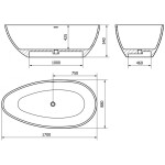 MEXEN - Imola volně stojící vana litý mramor 170 x 88, beton mat 57281708561