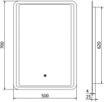 MEXEN - Zusa zrcadlo s osvětlením 50 x 70 cm, LED 600 9808-050-070-611-00