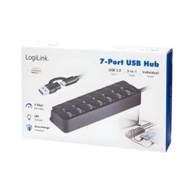 USB hub 7x USB-A s vypínači černý / USB hub / USB 3.2 Gen1 / 5 Gbit/s / 7x přepínač ON/OFF (UA0420)