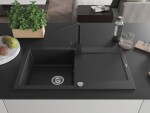 MEXEN/S - Leo granitový dřez 1-miska s odkapávačem včetně baterie Rita, černý/stříbrný metalik 6501-73-670300-70