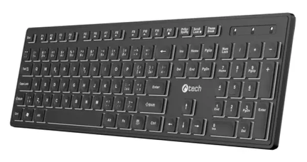 C-TECH KB-201-BL / Klávesnice / USB / Nízkoprofilová / Podsvícená / 105 kláves (KB-201-BL)