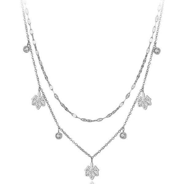 Ocelový náhrdelník Mia - chirurgická ocel, zirkon, Stříbrná 38 cm + 5 cm (prodloužení)