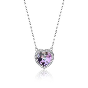 Stříbrný náhrdelník Swarovski Elements Angela Violet stříbro 925/1000, Fialová 40 cm + 5 cm (prodloužení)