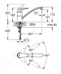 GROHE - Eurodisc Páková dřezová baterie, chrom 33770001