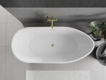 MEXEN/S - Eos volně stojící vana 150 x 75, bílá, sifon a přepad zlatá kartáčovaná 52471507500-55