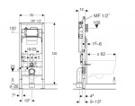 GEBERIT - Duofix Předstěnová instalace pro závěsné WC, se splachovací nádržkou Sigma 12 cm, s hygienickým proplachem, výška 1,2 m 111.058.00.1