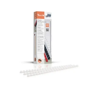 PEACH vazací hřbet Binding Combs 21 Rg A4 8mm, bílý, 100ks