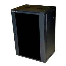 XtendLan 15U/600x450 / Nástěnný rozvaděč / jednodílný / skleněné dveře (WS-15U-64-BLACK-P)