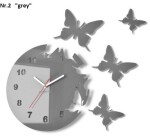 DumDekorace Nalepovací nástěnné hodiny s motivem motýla Růžová