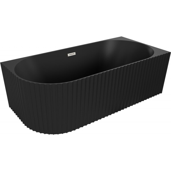 MEXEN/S - Gia volně stojící rohová vana reliéf pravá 170 x 80, černá mat, sifon a přepad nikl kartáčovaný 52701708071P-97