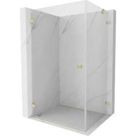 MEXEN/S - Lunar-B sprchový kout dveře křídlové levá 95 x 80, transparent, zlato kartáčovaná 832-095-080-55-00-L