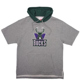 Mitchell & Ness Pánská mikina Milwaukee Bucks NBA Postgame Short Sleeve Hoodie Velikost: 2XL