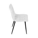 Židle jídelní, bílá látka, čtyřnohá kovová podnož, černý mat