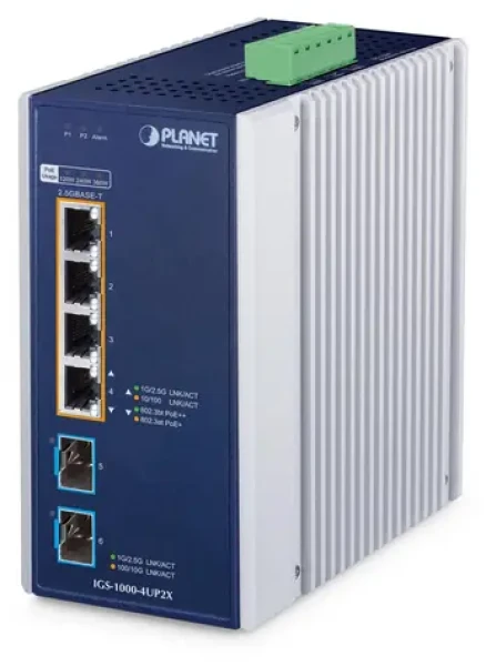 Planet IGS-1000-4UP2X / Switch průmyslový / Unmanaged / 4x 2,5G PoE++ RJ-45 / 2x SFP / IP30 (IGS-1000-4UP2X)
