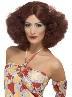 Hnědá dámská afro paruka 70. léta 43239