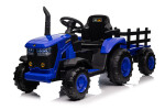 Mamido Dětský elektrický traktor s vlečkou 12V 7Ah EVA kola ECO kůže modrý