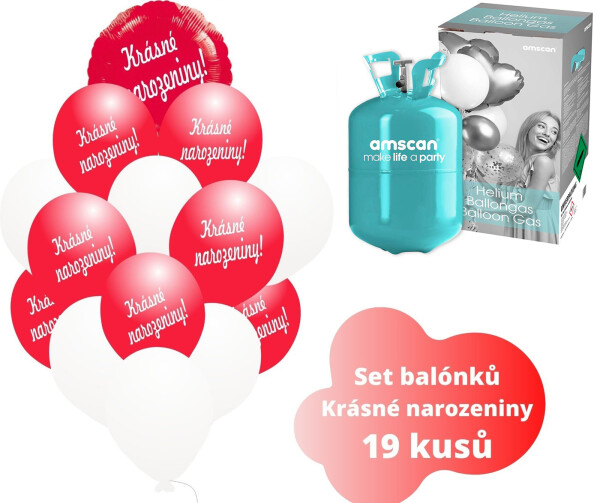 Helium set - červené balónky KRÁSNÉ NAROZENINY - Balonky.cz Helium set - červené balónky KRÁSNÉ NAROZENINY - Balonky.cz