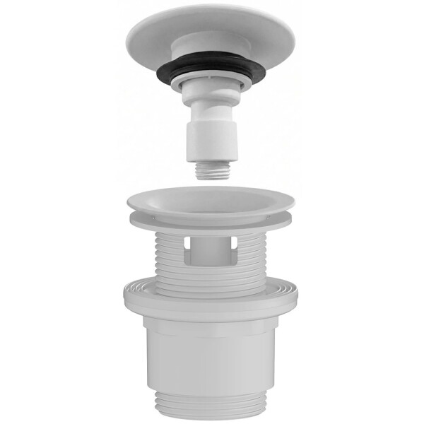 CERANO Umyvadlová výpusť - 5/4“ click-clack s přepadem - neuzavíratelná - plast - 35/50mm - bílá matná