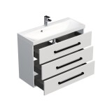 Koupelnová skříňka s černou úchytkou a umyvadlem SAT Cube Way 100x76,5x40 cm bílá lesk lesk/mat CUBE2C1003BL CUBE2C1003BL