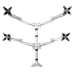 StarTech Quad Monitor Mount Premium stříbrná / Držák pro 4 monitory / 13-27" / nosnost 45 kg / rotace 360° (ARMQUADPS)