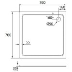 H K - Sprchový kout MELODY BLACK LINE R76, 76x76 se zalamovacími dveřmi včetně sprchové vaničky z litého mramoru MBLINER76/THOR-76SQ