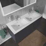 DURAVIT - ME by Starck Dvojumyvadlo nábytkové 1300x490 mm, s přepadem, 2 otvory pro baterie, WonderGliss, bílá 23361300001