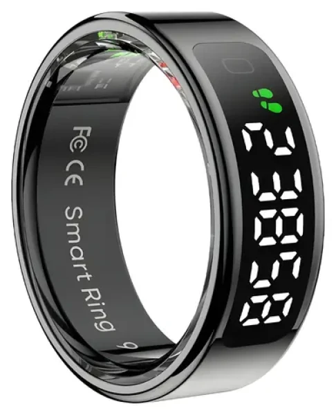Colmi R12 vel. 7 17,9mm černá / Chytrý prsten / LED displej / Bluetooth 5.0 / 1ATM / výdrž 3-5 dní (R12 Black 7)