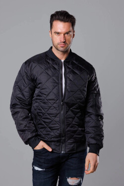 Černá prošívaná pánská bunda typu "bomber" (MY01-1) odstíny černé
