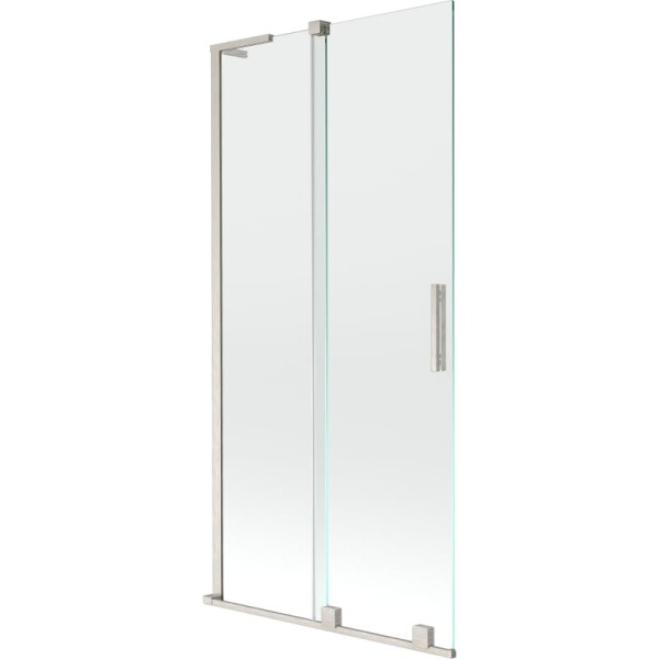 MEXEN/S - Velar L dvoukřídlá posuvná vanová zástěna 95 x 150, transparent, nikl kartáčovaný 896-095-003-01-97