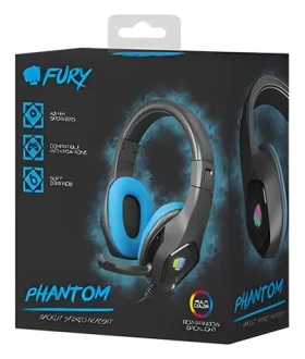 Fury Phantom černo-modrá / Herní sluchátka s mikrofonem / RGB podsvícení / kabel 2 m (NFU-1679)