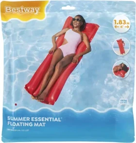 BESTWAY Nafukovací lehátko červené 183x69 cm / PVC / Nosnost 100 kg / Vhodné od 14 let (44007)