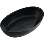 CERANO - Umyvadlo z litého mramoru Luna - na desku - černá matná - 52,8x30,9 CER-WB19B