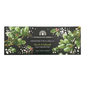 The English Soap Company Dárková sada mýdel Frosted Fir and Holly – 3 x 100 g, zelená barva, papír