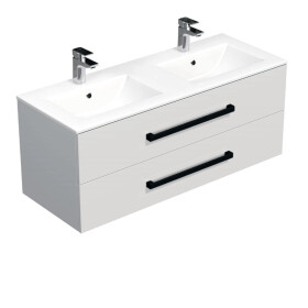 Koupelnová skříňka s černou úchytkou a umyvadlem SAT Cube Way 120x53x46 cm bílá lesk CUBE46C1202BIMOD CUBE46C1202BIMOD