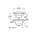 GSI umyvadlová výpust 5/4“, neuzavíratelná, keramická zátka, 5-65, bílá ExtraGlaze PVC11