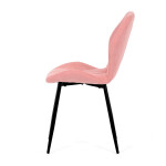 Židle jídelní, růžová látka, černé kovové nohy