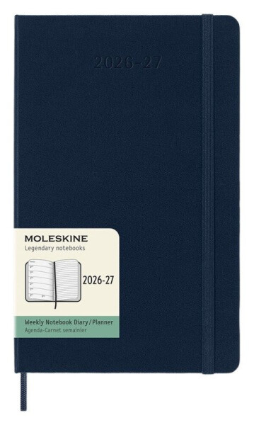 18měsíční diář Moleskine 2026-27 - tvrdé desky, L, týdenní, modrý