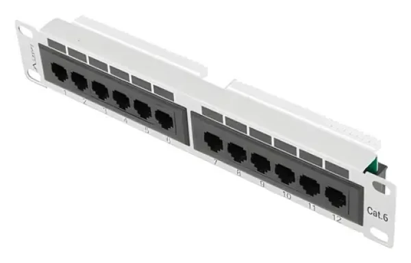 Lanberg Patch panel 10" šedý / Patch panel / 12 portů / 1U / Cat.6 UTP (PPU6-9012-S)
