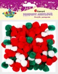 Titanum Bambulky pompom střední červeno-zelený mix 80 ks