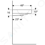 GEBERIT - iCon Dvojumyvadlo, 1200x485 mm, s přepadem, bez otvoru pro baterie, KeraTect, bílé 124025600