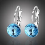 Náušnice Amanda Topaz - 8 mm krystal Swarovski, Modrá