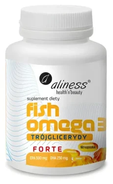 Aliness Fish Omega 3 Forte / Doplněk stravy / 500 mg EPA / 250 mg DHA / 60 kapslí