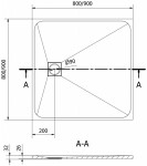 MEXEN - Bert čtvercová sprchová vanička SMC 90 x 90, šedá 4K619090