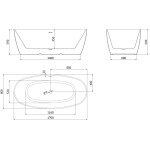 MEXEN/S - Lira volně stojící vana vzor 170 x 80, bílá/černá, sifon a přepad biał 52831708075-20