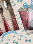 Konges Sløjd Dětský příbor Sparkling Sangria – set 3 ks, růžová barva, kov, plast
