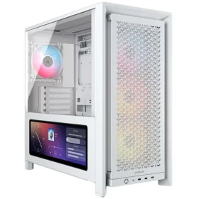 Corsair FRAME 4000D LCD RS ARGB bílá / E-ATX / 3x USB-C / 4x 120mm PWM ARGB / bez zdroje / LCD / průhledná bočnice (CC-9011327-WW)